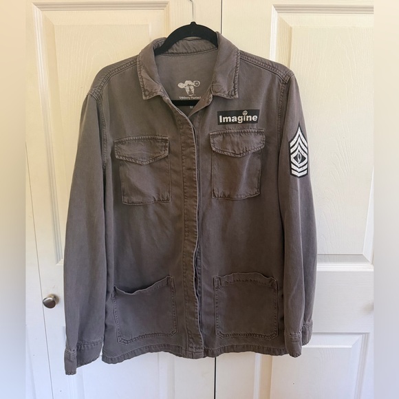 Udderly Perfect Gray Jacket with Peace Message - Picture 3 of 3